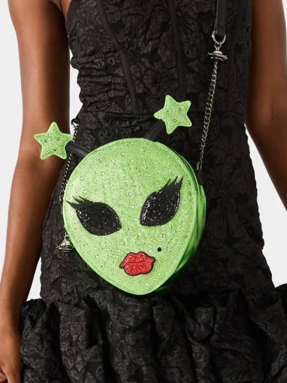 Betsey Johnson Exclusive Kitsch Lightup Out Of Your Orbit Bag Green Alien NWT - Picture 9 of 16